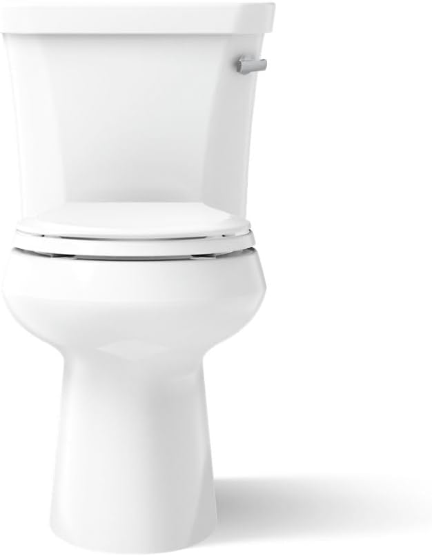 Kohler K-5481-RA-0 Highline Comfort Height Two-Piece Round-Front 1.28 gpf Toilet with Class Five Flush Technology and Right-Hand Trip Lever White