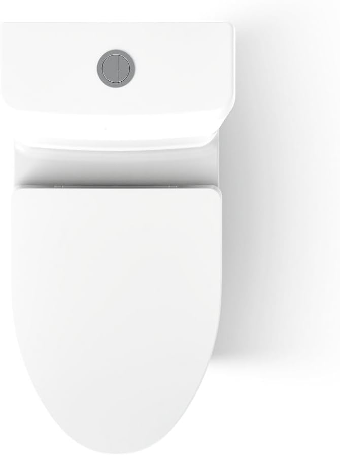 KOHLER 23188-0 One-Piece Compact Elongated Toilet with Skirted Trapway, Top-Mount Dual Flush Actuator 0.8 or 1.28 GPF, White