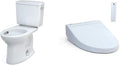 TOTO Drake Elongated 1.28 GPF Toilet with TOTO WASHLET C5 Bidet Toilet Seat Bundle - Cotton White