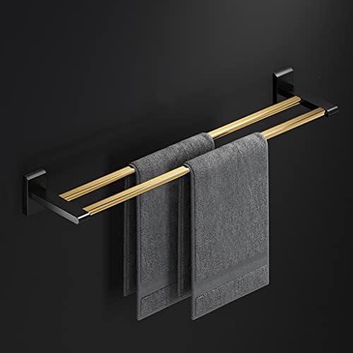 Bathroom Accessory Set Black Gold Folding Towel Bar, Triangular Basket, Storage Rack, Towel Ring, Wall Mounted Bathroom Accessories Kit(Towel Ring)