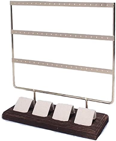 3-Tier Towel Bar & Jewelry Display Stand - Ear, Bracelet, and Accessories Holder Rack with Wooden Base (White) - Stylish Organizer for Home Decor