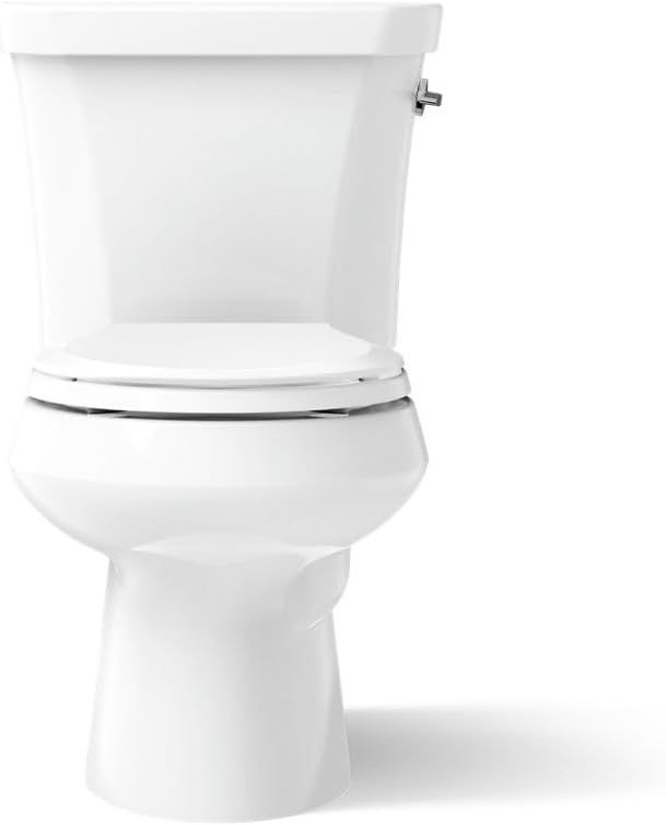KOHLER K-3987-RA-0 Wellworth Round-Front Dual-Flush Toilet with Class Five Flush Technology and Right-Hand Trip Lever, White, 2 Piece