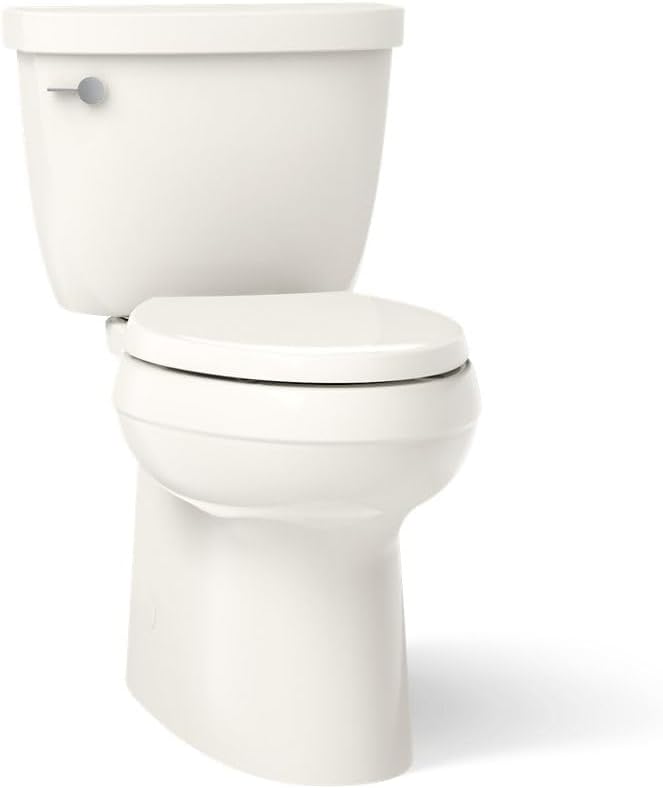 KOHLER 5310-96 Cimarron Comfort Height Skirted Trapway Comfort Height Two-Piece Elongated Toilet, Left-Hand Trip Lever, Biscuit