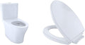 Toto TOTCST446CEMGN01 Aquia IV 0.9/1.28 GPF Toilet with TOTO Transitional SS114#01 SoftClose Cotton White Toilet Seat