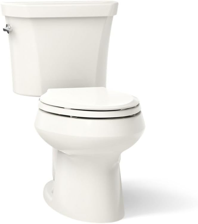 KOHLER K-3988-96 Wellworth Two-Piece Elongated Dual-Flush Toilet with Class Five Flush System and Left-Hand Trip Lever, Biscuit