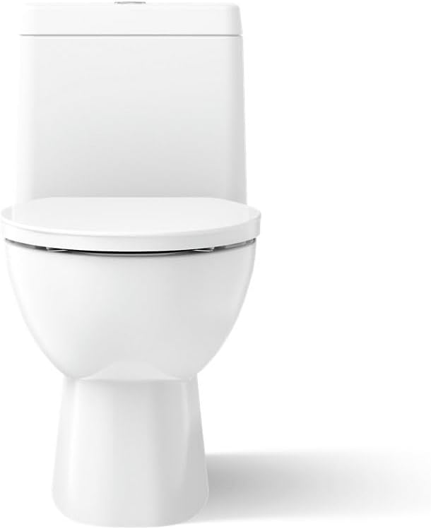 KOHLER K-3983-S-0 Reach One-Piece Dual-Flush Compact Elongated Bowl Toilet with Slow Close Toilet Seat Included, White, 12-inch Rough-in