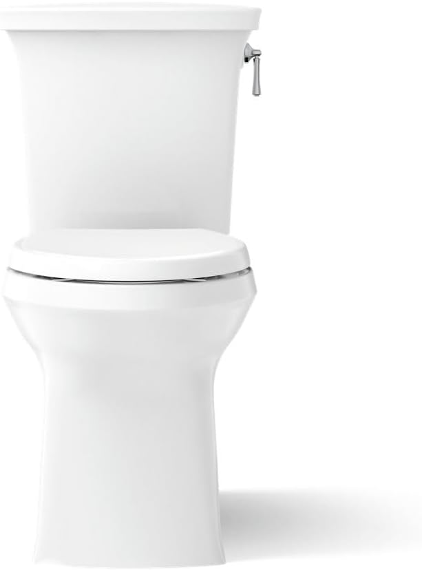 KOHLER 3814-RA-0 Corbelle Comfort Height(R) elongated 1.28 gpf toilet with skirted trapway and Revolution 360 swirl flushing technology and right-hand trip lever (2 Piece), White