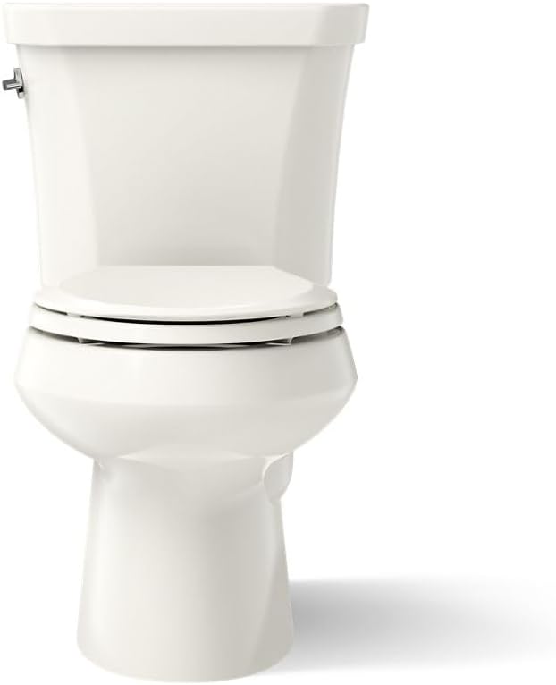 KOHLER K-3988-96 Wellworth Two-Piece Elongated Dual-Flush Toilet with Class Five Flush System and Left-Hand Trip Lever, Biscuit