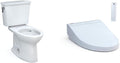 TOTO Drake Transitional Elongated 1.28 GPF Toilet Bundle with WASHLET C5 Bidet Toilet Seat Cotton White