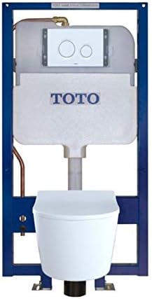TOTO® RP Wall-Hung D-Shape Toilet and DuoFit® In-Wall 1.28 and 0.9 GPF Dual-Flush Tank System with Copper Supply, Matte Silver - CWT447247CMFG#MS
