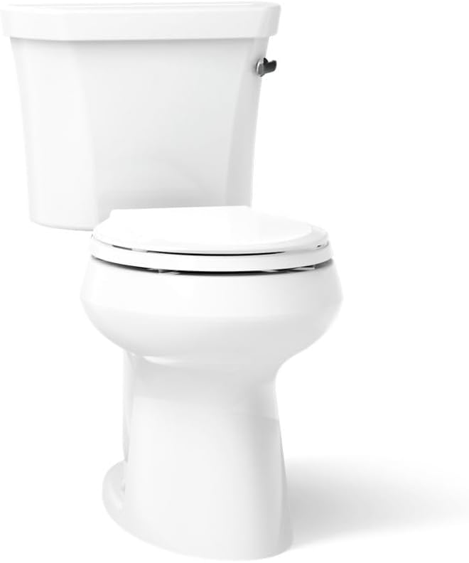 Kohler K-5481-RA-0 Highline Comfort Height Two-Piece Round-Front 1.28 gpf Toilet with Class Five Flush Technology and Right-Hand Trip Lever White
