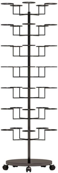 7-layers Hat Holder with Wheels, Hat Organizer for Baseball Caps, Mental Hat Display Stand, Standing Hat Rack Use in Home, Store, Vendors(Black)