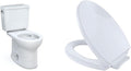 TOTO Drake Two-Piece Round 1.6 GPF Universal Height TORNADO FLUSH Toilet with CEFIONTECT & Transitional SoftClose SS114#01 Elongated Soft Close SEAT, Cotton White