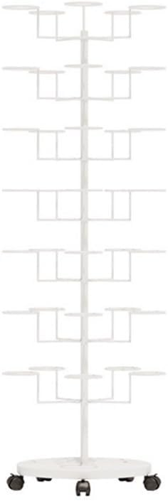 7-layers Hat Holder with Wheels, Hat Organizer for Baseball Caps, Mental Hat Display Stand, Standing Hat Rack Use in Home, Store, Vendors(White)