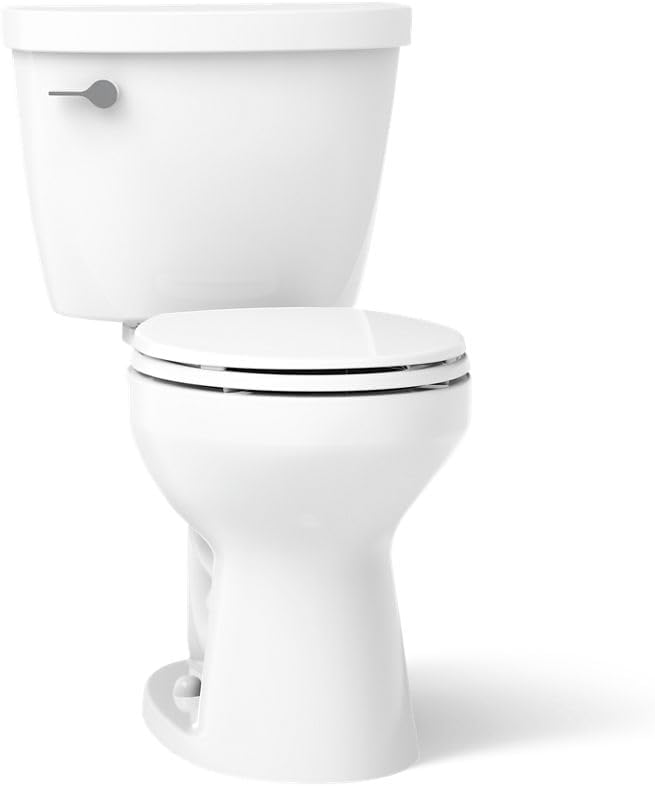 KOHLER Toilet, Round, Cimarron, ContinuousClean Technology, Revolution 360 Flushing, 1.28 gpf, White,Seat NOT included, K-31644-0