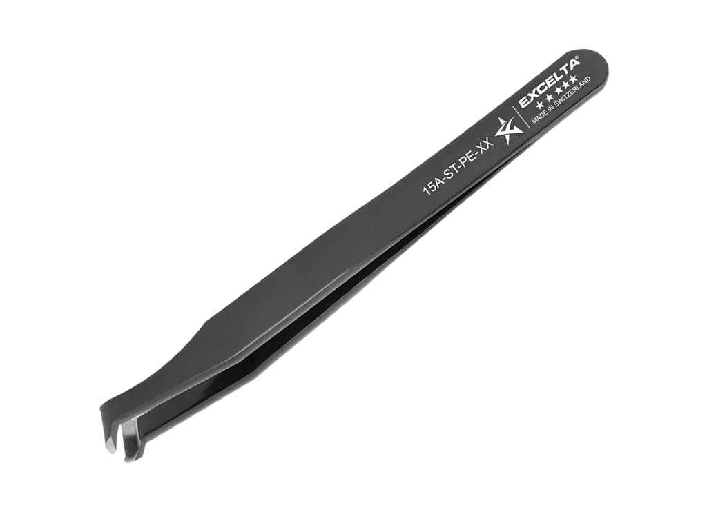 Excelta - 15A-ST-PE-32 - Tweezers - Stripping - Angulated - Five Star - Carbon Steel - 32AWG, 0.1' Height, 0.39300000000000002' Wide, 4.5' Length