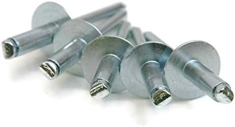 Pop Rivets 3/16 Inch Diameter #6 LF All Steel Large Flange Blind Rivets 6-6LF, 3/16' x 3/8' Grip (0.251-0.375) QTY 1,000