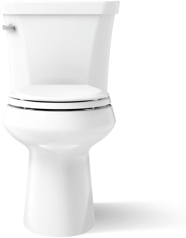 KOHLER Highline 1.0 GPF Comfort Height Two-Piece Elongated Toilet with Class Five Flush Technology and Left-Hand Trip Lever, White