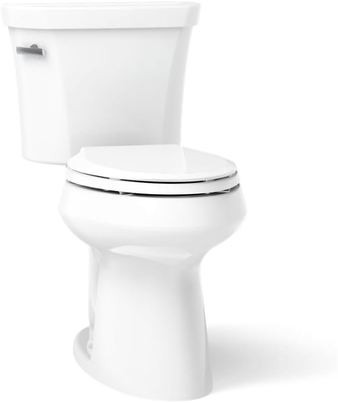 KOHLER Highline 1.0 GPF Comfort Height Two-Piece Elongated Toilet with Class Five Flush Technology and Left-Hand Trip Lever, White