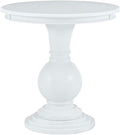 MAKLAINE Round Accent Table, 26.5 in Height, White Wood Finish, Pedestal Base, Stepped Design, Compact Living Room or Bathroom Side Table, Spacious 26.25 in Top, Supports Up to 50 lbs
