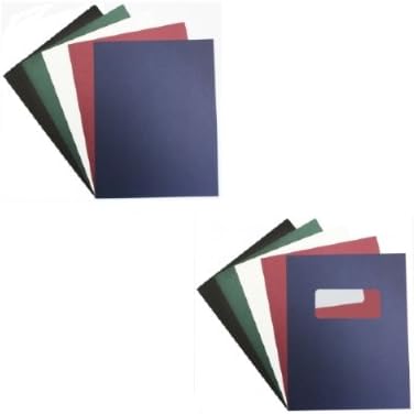 Black Linen Cover 100 Sets 8 1/2' X 11' with Standard Window 1 3/4 x 4' & (100) & Plain Backs Without Window (100)