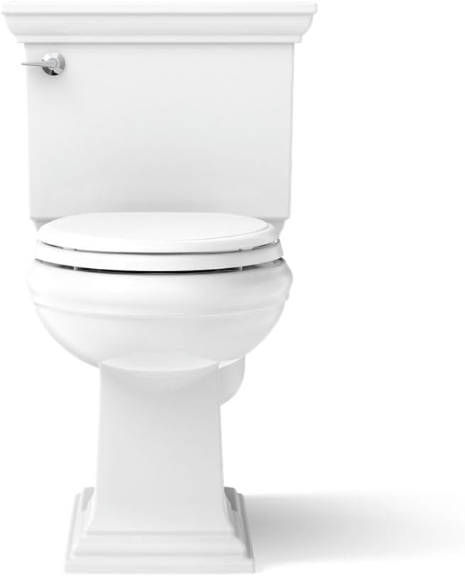 KOHLER K-3817-U-0 Memoirs Stately Comfort Height Two-Piece Elongated 1.28 Gpf Toilet with Aquapiston Flush Technology, Insuliner Tank Liner and Left-Hand Trip Lever, White