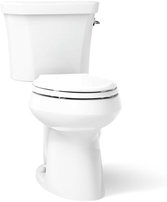 Kohler K-6393-RA-0 Highline Comfort Height Two-Piece Elongated Dual Toilet with Class Five Flush Technology and Right-Hand Trip Lever White