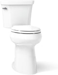 KOHLER K-25224-0 Highline Tall Two-Piece Elongated Toilet with Left-Hand Trip Lever, Elongated Toilet Bowl, 1.28 GPF, White