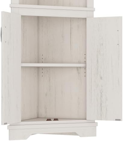 Bellemave Tall Corner Cabinet with 2 Doors and Adjustable Shelves, Freestanding Floor Bathroom Corner Cabinet for Living Room, Bathroom (Beige)
