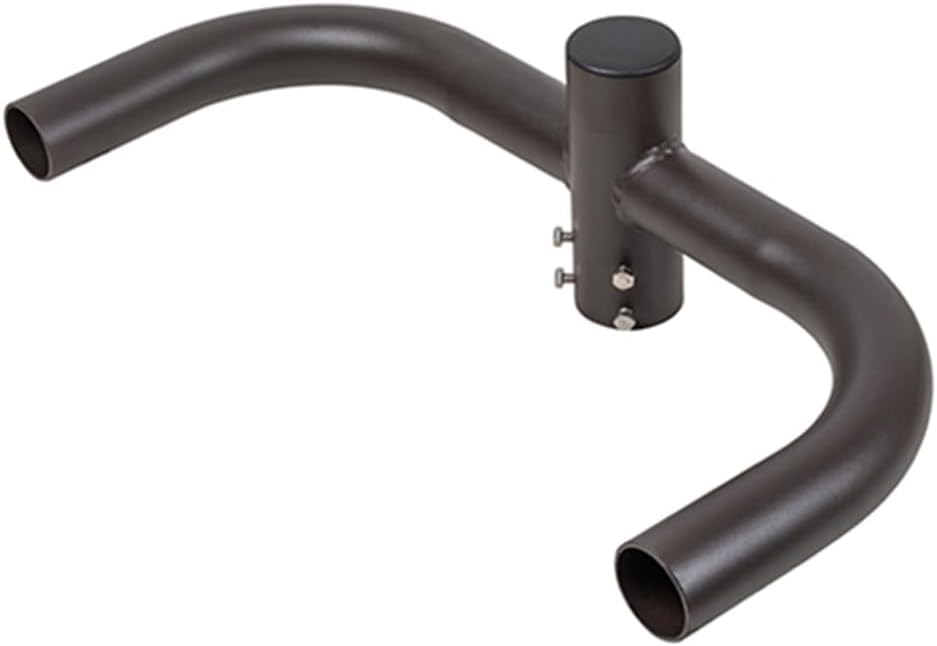 Double 180 Degree Horizontal Bullhorn Bracket for 2 LED Fixtures, Mount Over 2-3/8' O.D. Vertical Tenon, Steel Dual Arm Light Pole Adapter for Shoebox Parking Lot Area Lighting