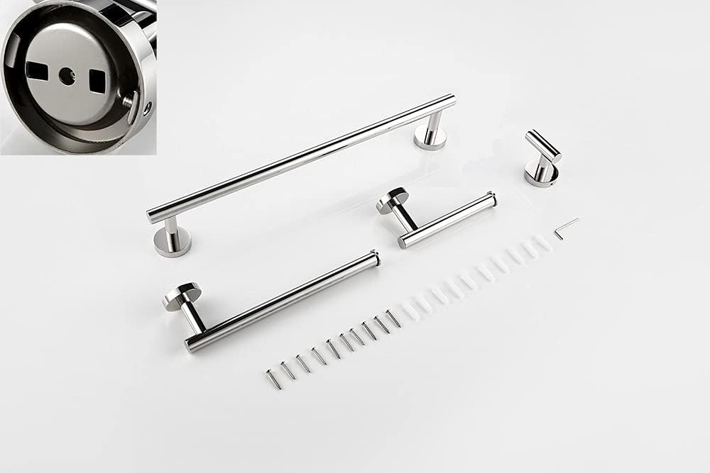 Bathroom Accessories Kit Chrome Stainless Steel Black Gold Round Wall Mounted Hand Towel Bar Toilet Paper Holder Robe Hooks,PC,4 Piece Set