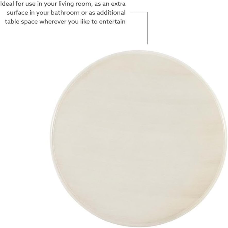 MAKLAINE Round Wood Accent Table, 26.5' High, Cream Finish, Pedestal Base, Compact Design, Hardwood Veneers, Sophisticated Style, Living Room Side Table or Extra Surface for Entertaining