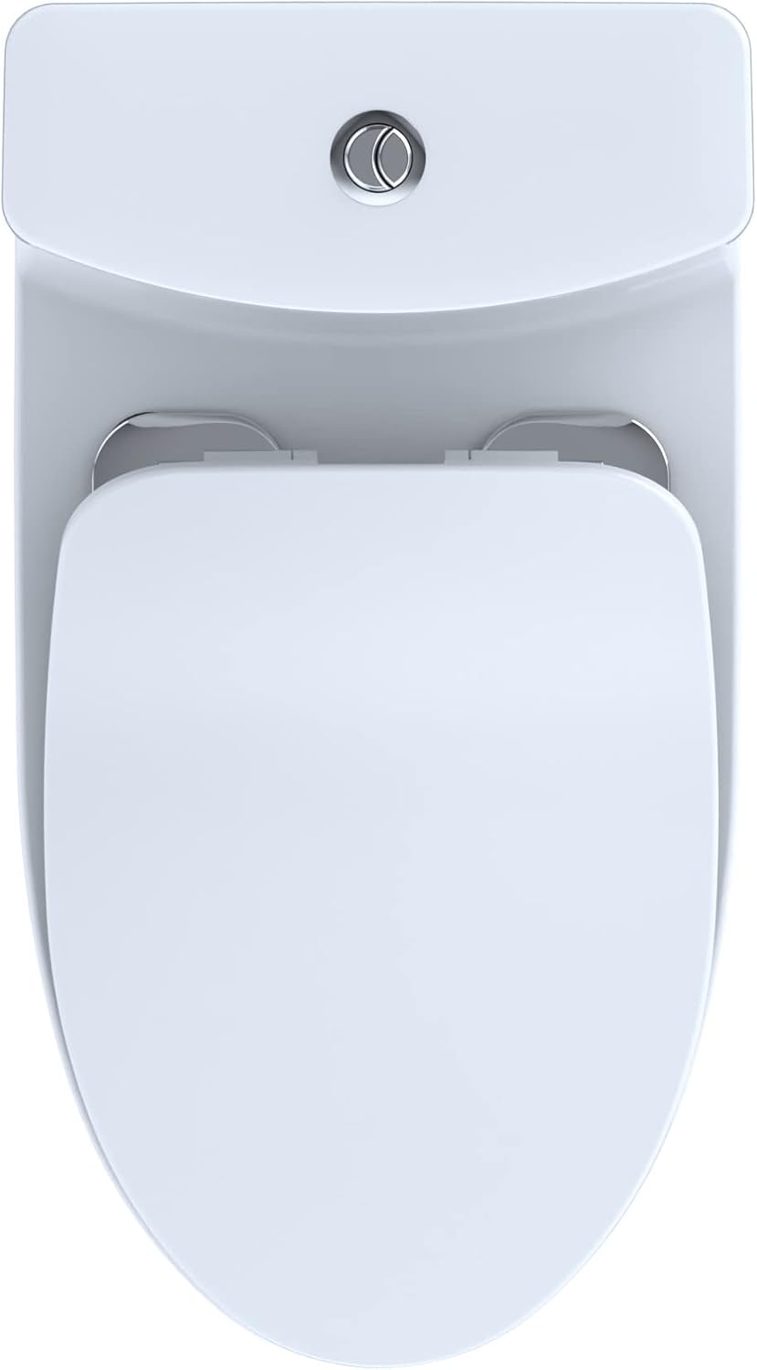 TOTO® Aquia® IV One-Piece Elongated Dual Flush 1.28 and 0.9 GPF Universal Height, WASHLET®+ Ready Toilet with CEFIONTECT®, Cotton White- MS646234CEMFGN#01