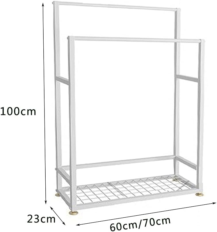 Exquisite Bathroom Shelves Outdoor Towel Rack for Pool Area Freestanding with Shelf, Metal Floor Towel Stand with 2 Towel Bars for Bathroom, Gym, Poolside, Max Load is 20kg