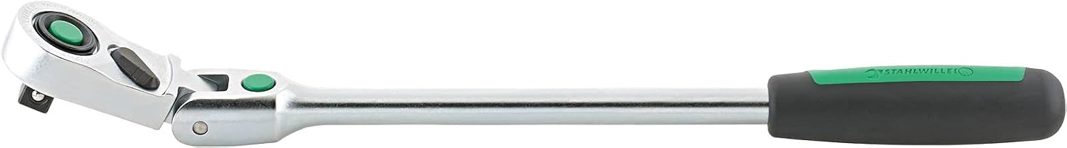 Stahlwille 13261010 QuickRelease Fine-Tooth Flexible-Joint Ratchet with 80 Teeth, Reversible, Non-Slip 2 Component Handle, Registered Design, Length 416mm, Made in Germany