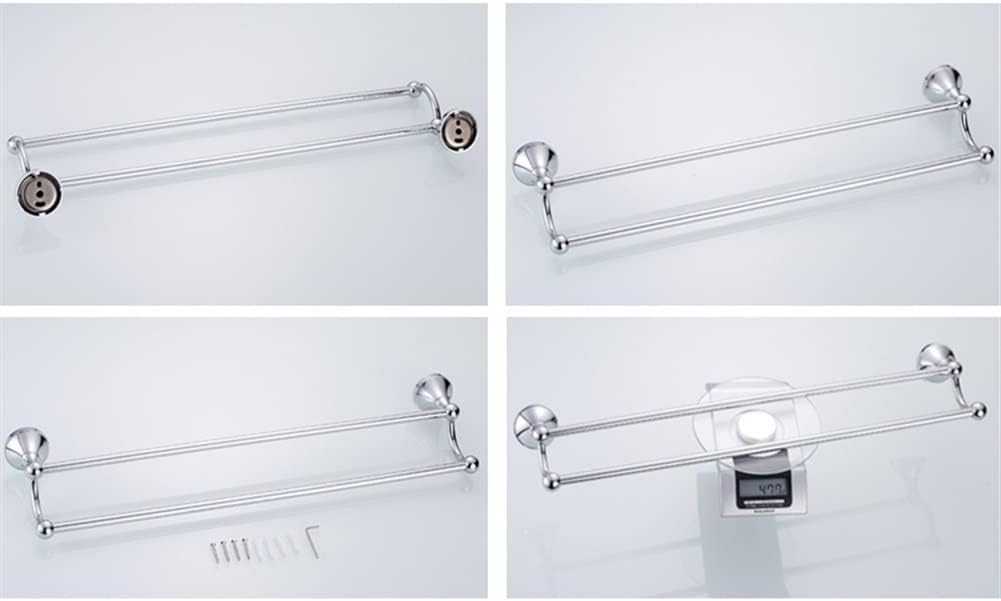 LSLYTQ Double Towel Bar, Black Brushed Chrome Antique White Gold Bronze Brass Wall Mounted Kitchen Bathroom Towel Holder Rack Rails