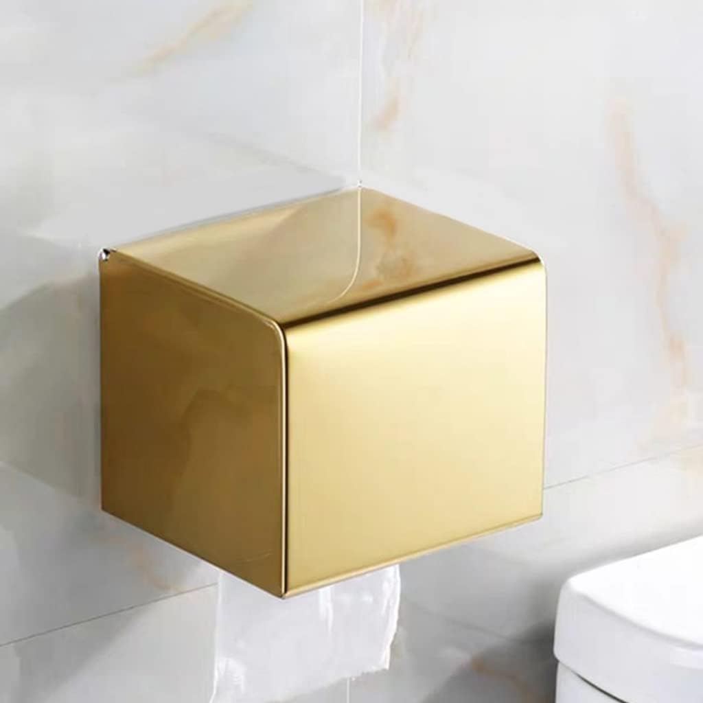 Gold Stainless Steel Toilet Paper Holder & Bathroom Shelves - Multifunctional Bathroom nizer, Mobile Phone Rack, Paper Towel Holder, Tissue Box Holder - Elegant Storage Solution fo