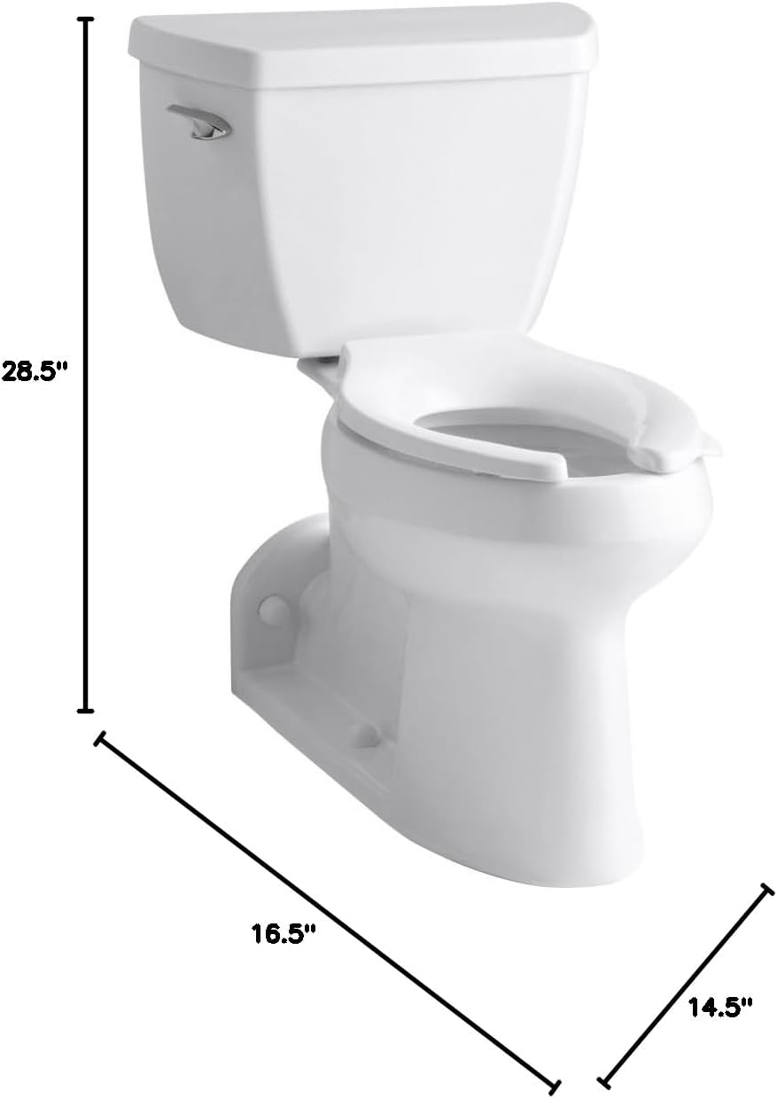 Kohler K-3578-0 Two-Piece Elongated Toilet Bowl 1.0 GPF White