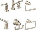 Moen Dartmoor Brushed Nickel Bathroom Set - Two-Handle High Arc Widespread Faucet with 24-Inch Towel Bar, Towel Ring, Toilet Paper Holder, and Robe Hook