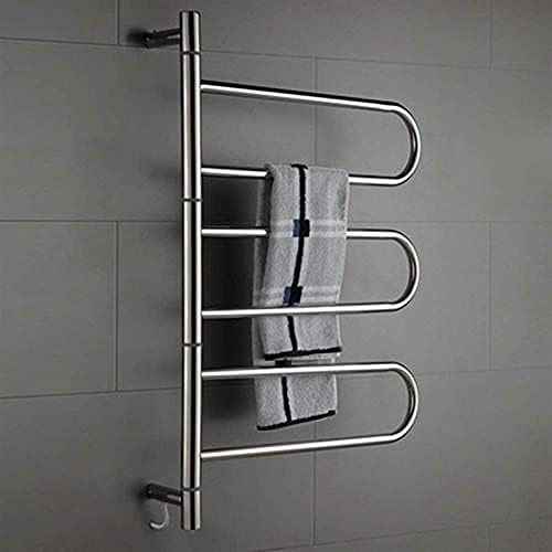 Electric Towel Warmer Rack Wall Mounted Heated Towel Holder Brushed Nickel Finish Keeps Towels Cozy & Warm Ideal for Bathrooms & Spa Use