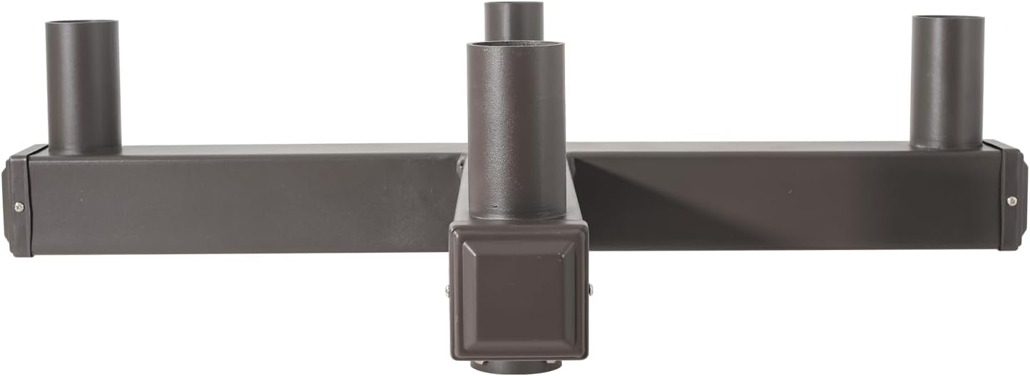 90° Quad Bullhorn Tenon Adapter for 4 Light Fixtures with 2 3/8' Slip Fitter, Bullhorn Bracket with 4 Arms Mounting for LED Parking Lot Light, Outdoor Shoebox Street Lighting, Dark Bronze