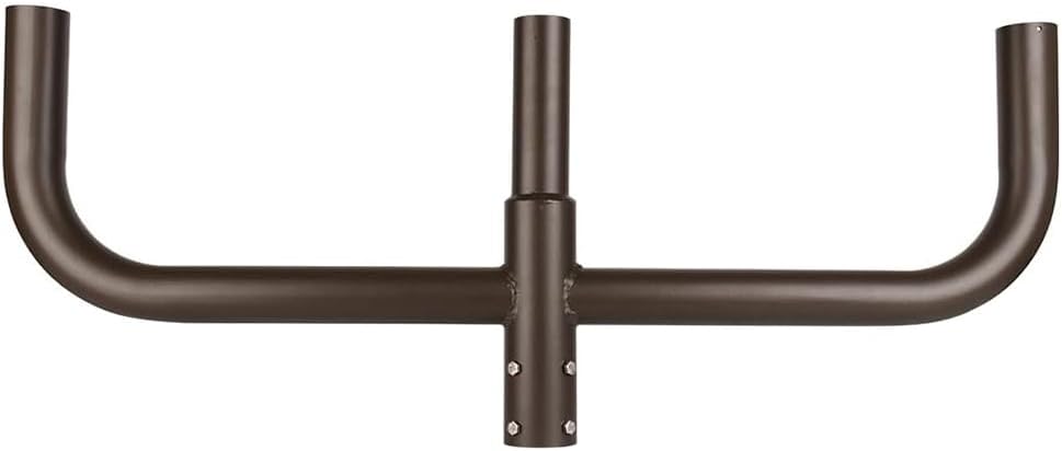 Triple Bullhorn Mount Bracket for 3 Outdoor LED Lights, Fits 2-3/8 Inch Pole Top Tenon, Inline 180 Degree Tenon Adaptor for Parking Lot, Street, Area Lighting, Dark Bronze Finish
