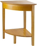 Furnifact Corner Desk/Table, Triangle Shape, Single Lower Shelf, Solid Wood, Space Saver, Honey Gold Finish, Compact