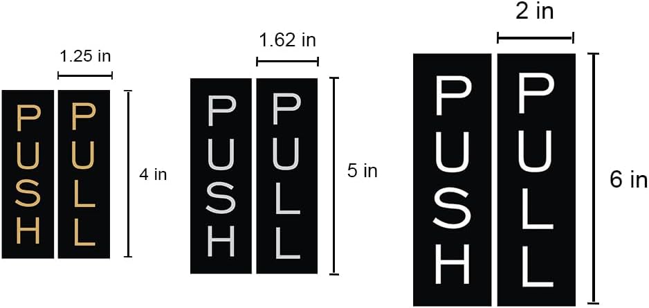 Push Pull Vertical Standard Door Sign (Black/Gold) - Medium 10 Pack