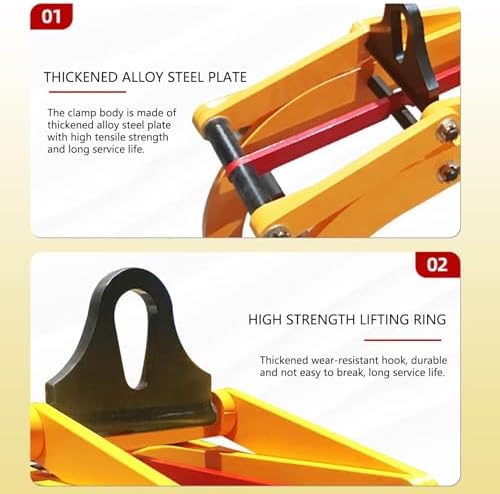 1 Ton Heavy-Duty Pipe Clamp Lifting Pliers, Round Steel Tool with Self-Locking Grip, Adjustable 100-200mm Opening Size for Secure Lifting