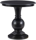 MAKLAINE Round Wood Accent Table, 26.5' High, Jet Black Finish, Stepped Base and Turned Pedestal, Compact Design for Living Room, Bathroom, or Entertaining Use, Supports Up to 50 lbs