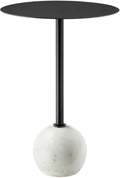 Modway EEI-6606-WHI-BLK Aliza Round White Marble Side Table, White Black