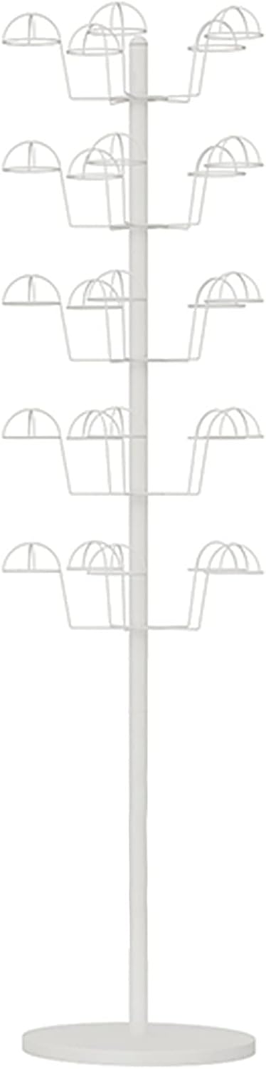 Hat Rack Floor Standing Metal Hat Racks Shelf for Commercial Display Easy to Install Helmet Cowboy Hat and Baseball Cap Holder Organizer Stand (White 5Tier),White,5Tier