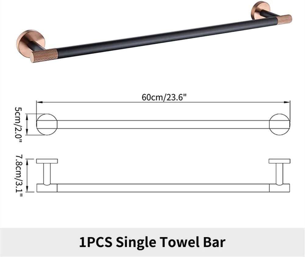 LSLYTQ Stainless Steel Rose Gold Black Wall Mounted Single Bar Towel Rack, Towel Bar, Bath Towel Holder