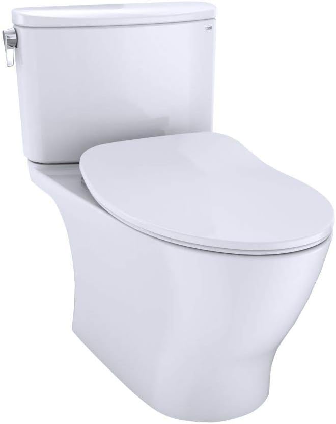 TOTO Nexus 1G Two-Piece Elongated 1.0 GPF Universal Height Toilet with CEFIONTECT and SS234 SoftClose Seat, WASHLET+ Ready, Cotton White - MS442234CUFG#01
